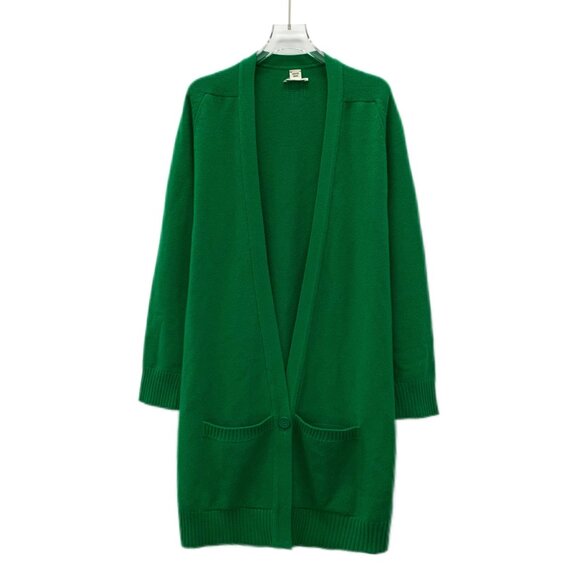 Hermès Green Cashmere V-Neck Long Sleeve Knit Long Cardigan - Picture 1 of 7
